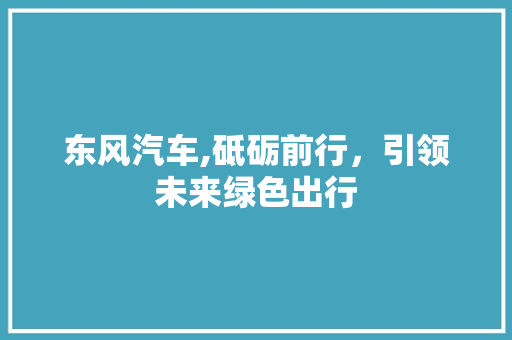东风汽车,砥砺前行，引领未来绿色出行