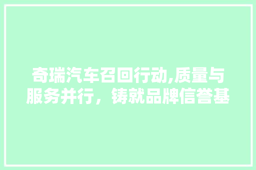 奇瑞汽车召回行动,质量与服务并行，铸就品牌信誉基石
