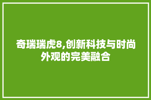 奇瑞瑞虎8,创新科技与时尚外观的完美融合