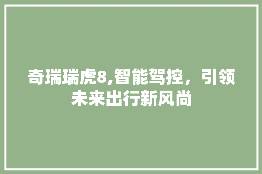 奇瑞瑞虎8,智能驾控，引领未来出行新风尚