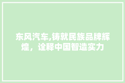 东风汽车,铸就民族品牌辉煌，诠释中国智造实力
