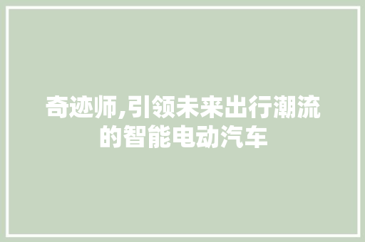 奇迹师,引领未来出行潮流的智能电动汽车