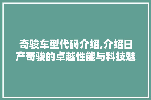 奇骏车型代码介绍,介绍日产奇骏的卓越性能与科技魅力