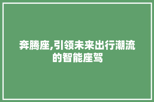 奔腾座,引领未来出行潮流的智能座驾