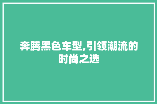 奔腾黑色车型,引领潮流的时尚之选
