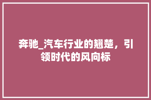 奔驰_汽车行业的翘楚，引领时代的风向标