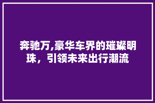 奔驰万,豪华车界的璀璨明珠，引领未来出行潮流