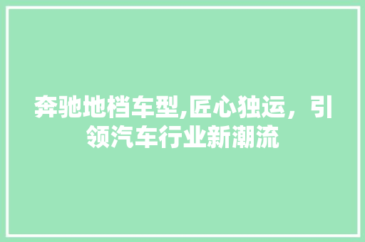 奔驰地档车型,匠心独运，引领汽车行业新潮流