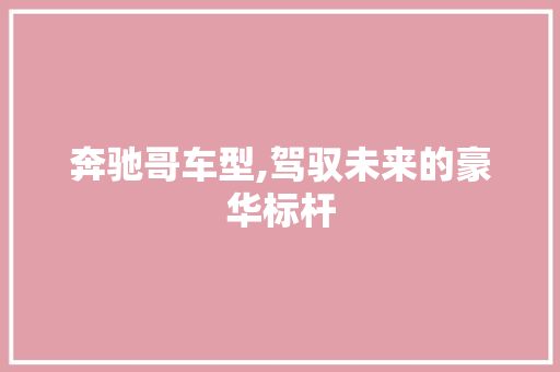 奔驰哥车型,驾驭未来的豪华标杆