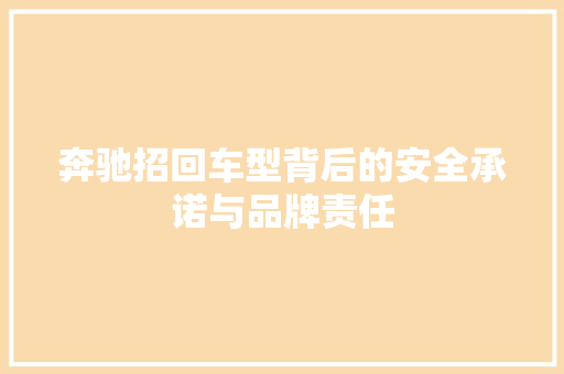 奔驰招回车型背后的安全承诺与品牌责任
