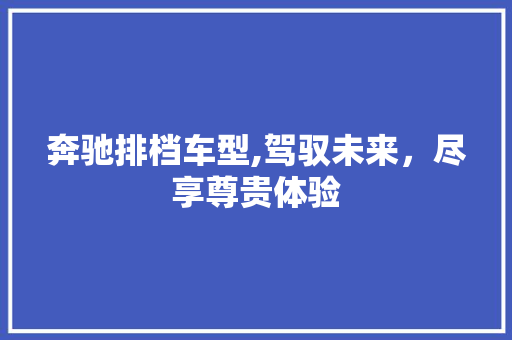 奔驰排档车型,驾驭未来，尽享尊贵体验 新能源汽车