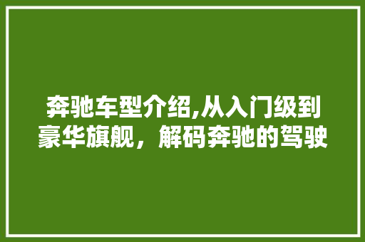 奔驰车型介绍,从入门级到豪华旗舰，解码奔驰的驾驶体验