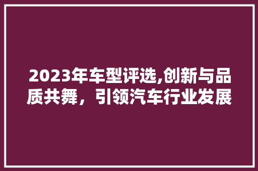 2023年车型评选,创新与品质共舞，引领汽车行业发展新篇章