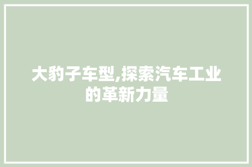 大豹子车型,探索汽车工业的革新力量