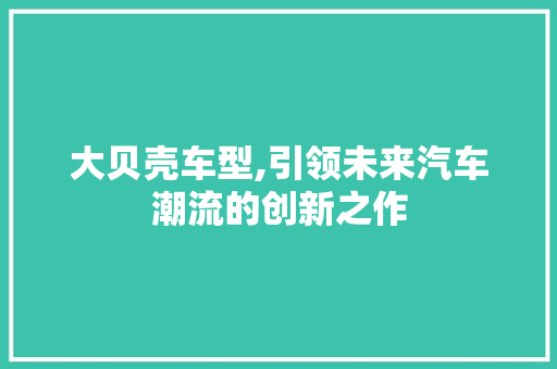 大贝壳车型,引领未来汽车潮流的创新之作