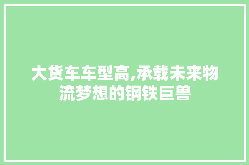 大货车车型高,承载未来物流梦想的钢铁巨兽
