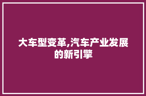 大车型变革,汽车产业发展的新引擎