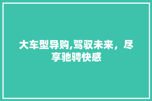 大车型导购,驾驭未来，尽享驰骋快感