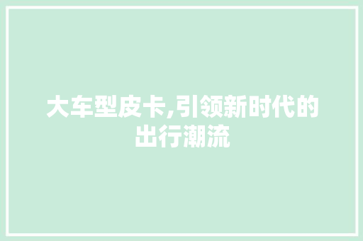 大车型皮卡,引领新时代的出行潮流
