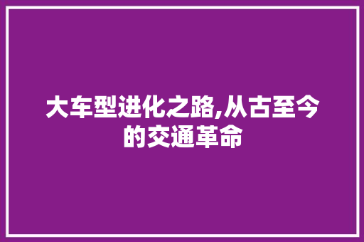 大车型进化之路,从古至今的交通革命