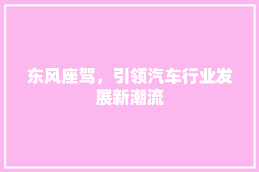 东风座驾，引领汽车行业发展新潮流