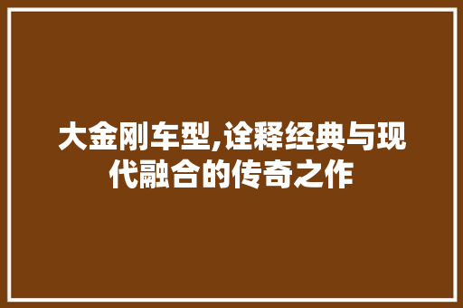 大金刚车型,诠释经典与现代融合的传奇之作