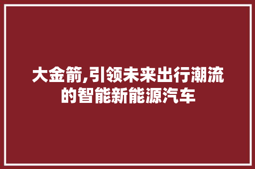 大金箭,引领未来出行潮流的智能新能源汽车