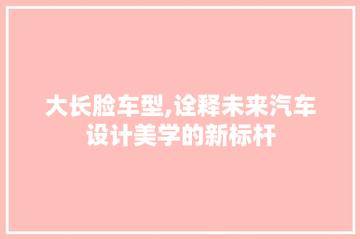 大长脸车型,诠释未来汽车设计美学的新标杆