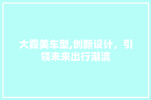 大霞美车型,创新设计，引领未来出行潮流