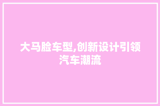 大马脸车型,创新设计引领汽车潮流