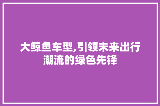 大鲸鱼车型,引领未来出行潮流的绿色先锋