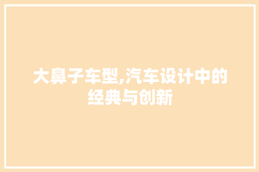 大鼻子车型,汽车设计中的经典与创新