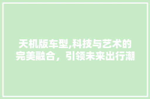 天机版车型,科技与艺术的完美融合，引领未来出行潮流