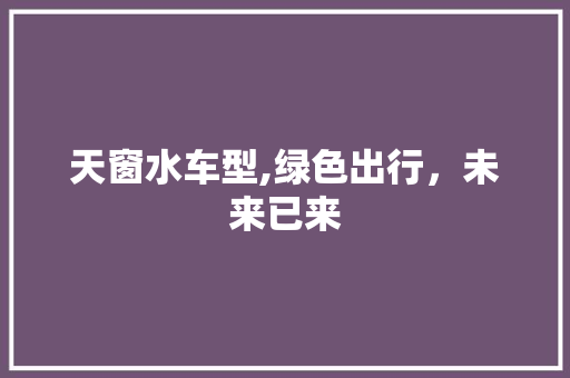 天窗水车型,绿色出行，未来已来