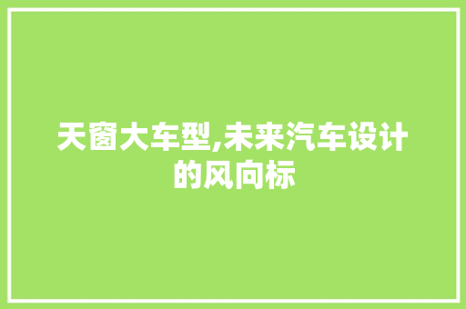 天窗大车型,未来汽车设计的风向标