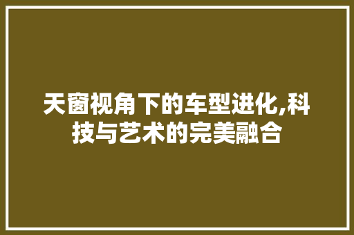 天窗视角下的车型进化,科技与艺术的完美融合