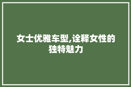 女士优雅车型,诠释女性的独特魅力