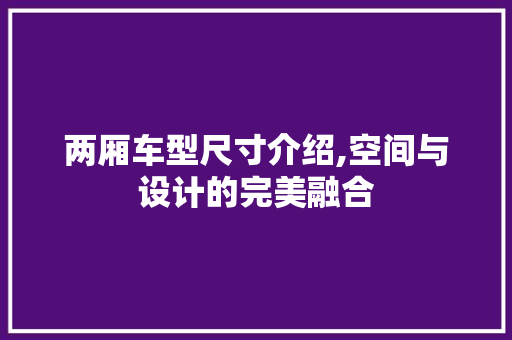 两厢车型尺寸介绍,空间与设计的完美融合