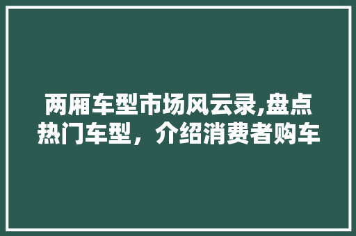 两厢车型市场风云录,盘点热门车型，介绍消费者购车偏好
