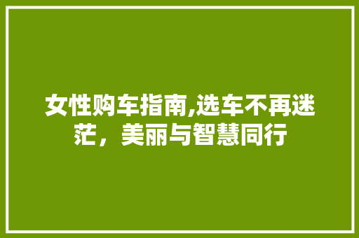 女性购车指南,选车不再迷茫，美丽与智慧同行