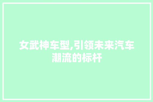 女武神车型,引领未来汽车潮流的标杆