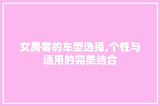 女房客的车型选择,个性与适用的完美结合