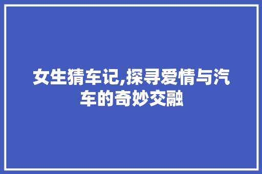 女生猜车记,探寻爱情与汽车的奇妙交融