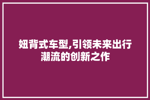 妞背式车型,引领未来出行潮流的创新之作