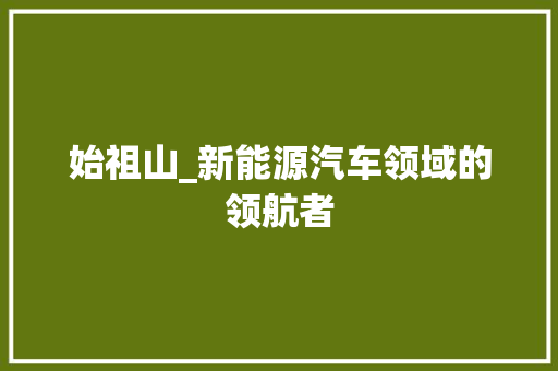 始祖山_新能源汽车领域的领航者