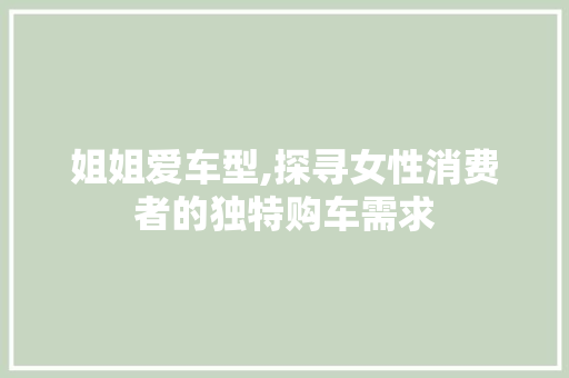 姐姐爱车型,探寻女性消费者的独特购车需求
