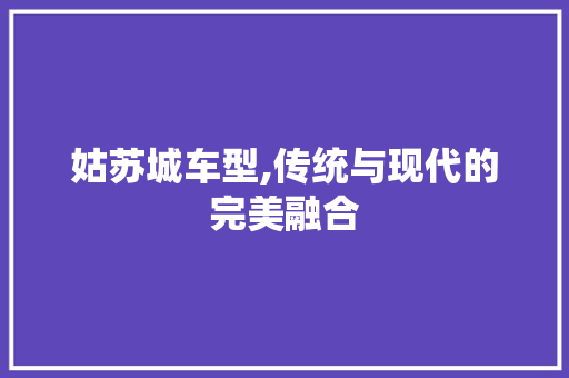 姑苏城车型,传统与现代的完美融合