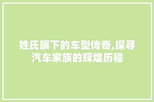 姓氏旗下的车型传奇,探寻汽车家族的辉煌历程