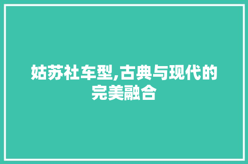 姑苏社车型,古典与现代的完美融合