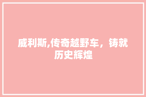 威利斯,传奇越野车，铸就历史辉煌